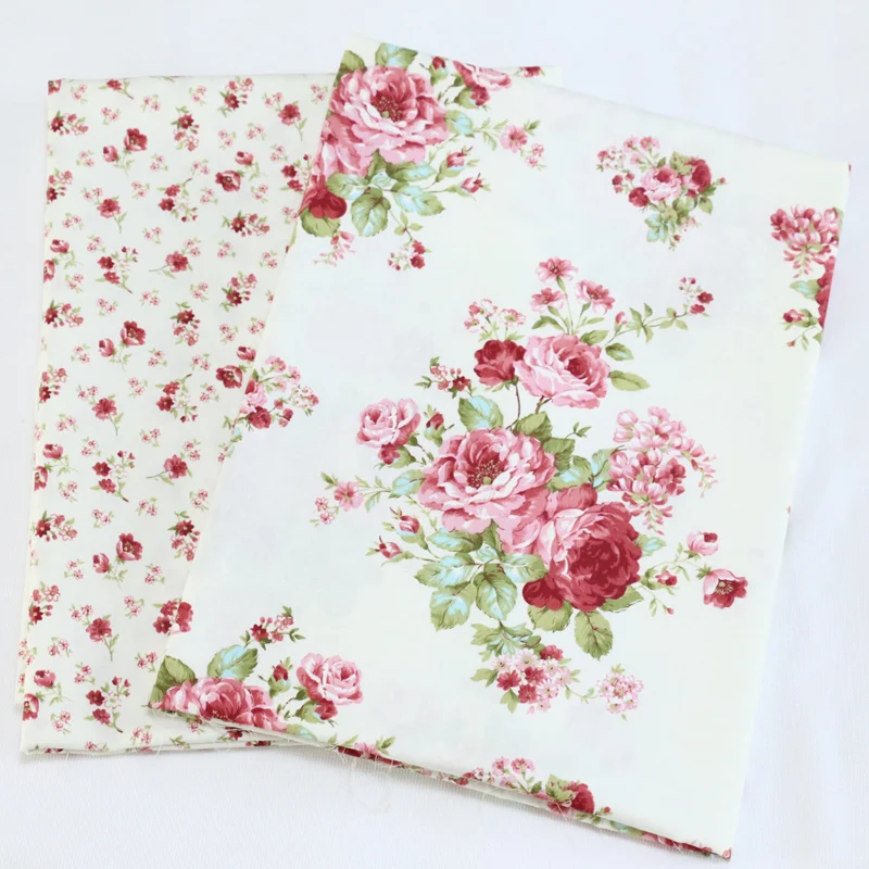 Cotton Twill Printed Fabric Peony Small Floral Home Decor Textile For Sewing DIY Handmade Accessories BY Meters