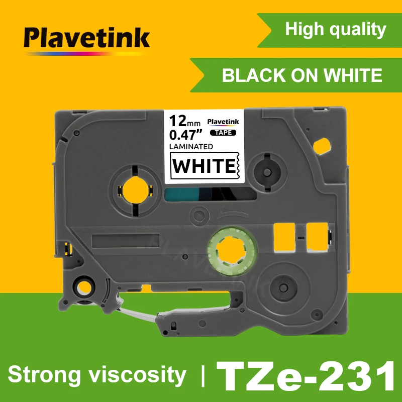 Plavetink – imprimante TZe231 TZe-231 Tze 231 tze231, Compatible avec Brother p-touch, ruban d'étiquettes tze 12mm, fabricant d'étiquettes PT 100 PT D200