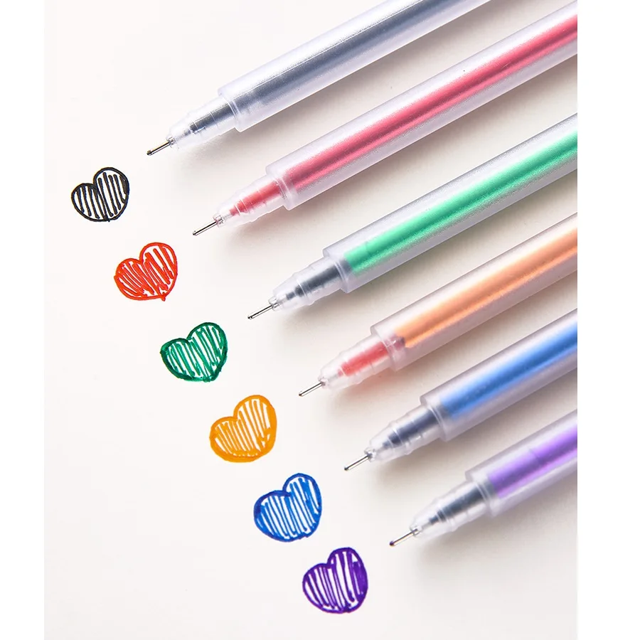 6pcs Matte Design Color Gel Ink Pen Ballpoint 0.5mm Multi Colors Liner Marker Pens for Drawing Journal Diary Office School F080