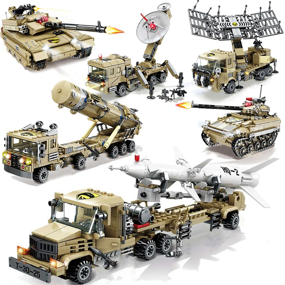 

KAZI CN Military vehicle radar Missile Launcher Truck Tank Armour army Model Building Blocks Sets Educational Toys For Childrens