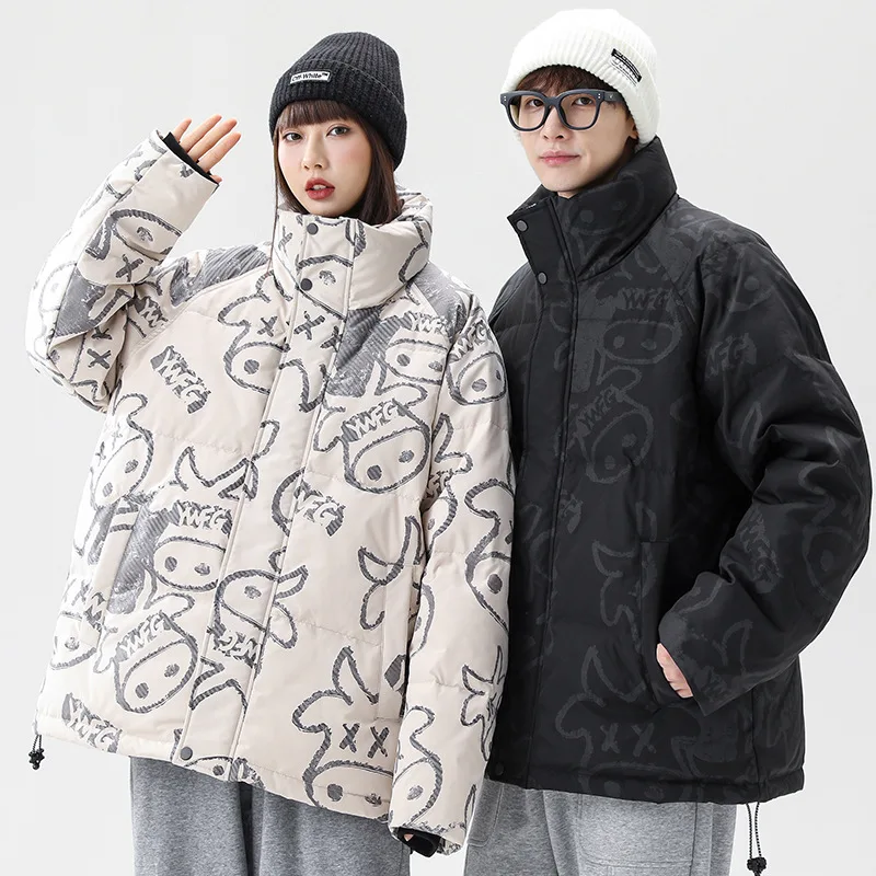

Men's Down Jacket Causal Loose Winter Male Jacket Fashion Style Windproof Warm Men's Coat Parkas Animals Cartoon Man Jacket