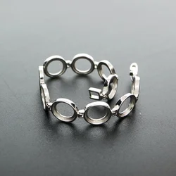 Oval and Round Bezel Solid 925 Sterling Silver Bracelet Settings DIY Supplies 1900212