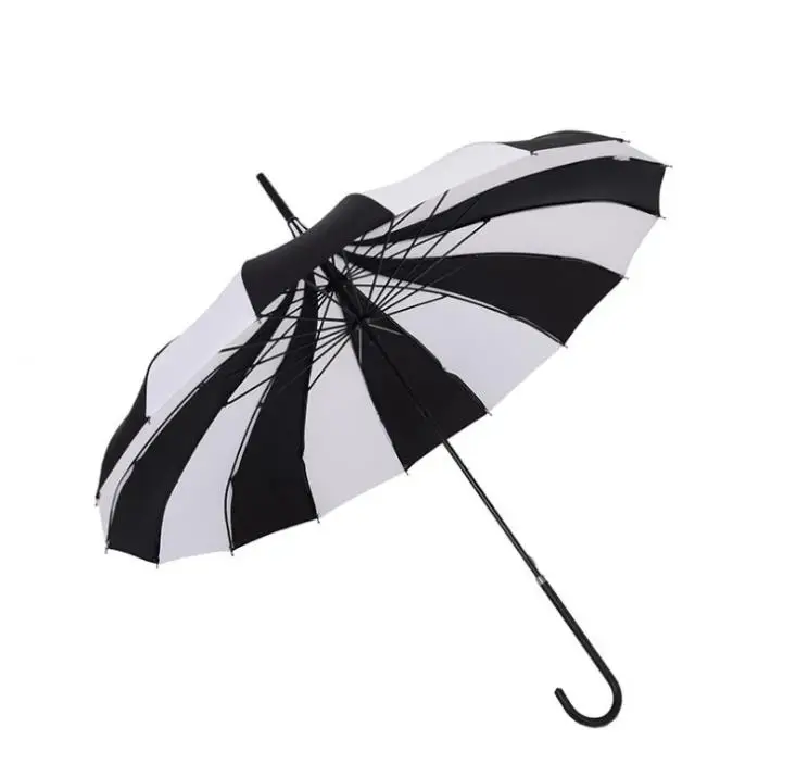 50Pcs Free Shipping Black And White Design Princess Royal Sun Umbrella Lady Pagoda Long-Handled Umbrella Christmas Gift  SN675