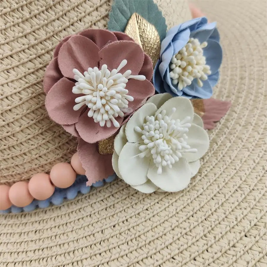 Boho Style  Sun Hat Wide Brim Floppy Summer Hats For Women Beach Panama Straw Dome Flower Hat Femme Shade Hat