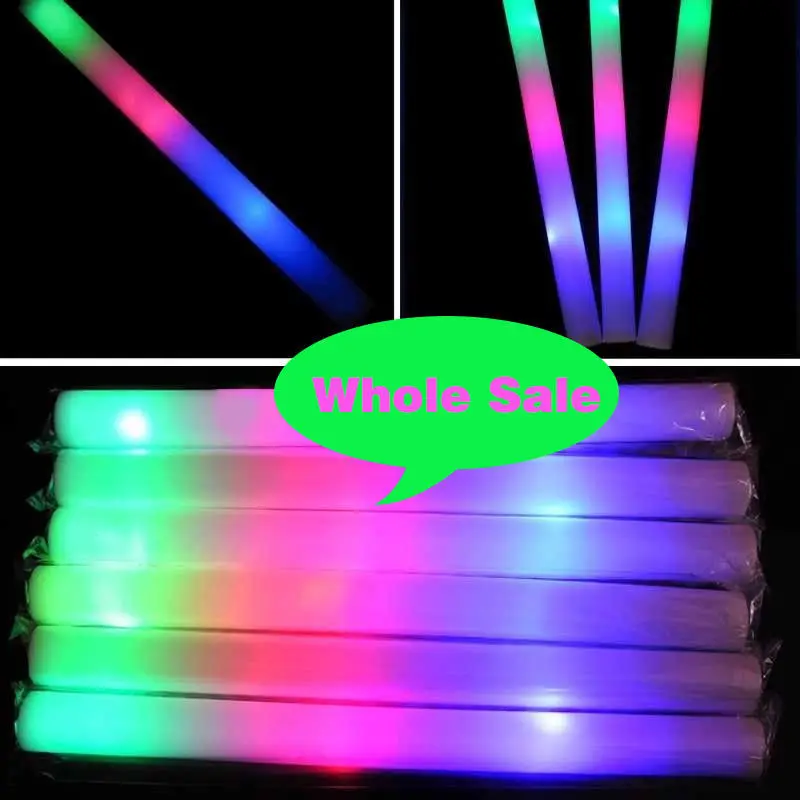 12/102PCS RGB LED Glow Sticks Lighting Foam Stick For Wedding Concert Birthday Party Decorations Customized Logo