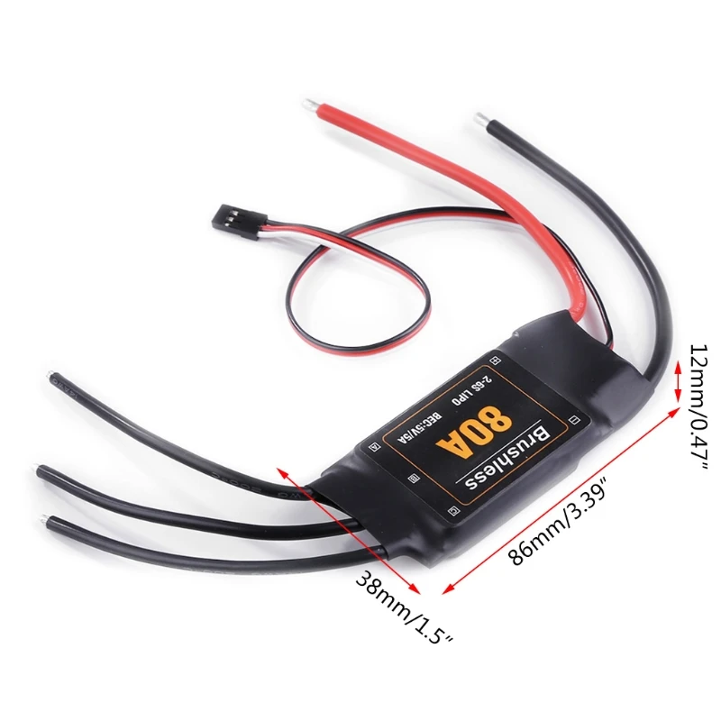 R91A RC ESC, 80A 2-6S Brushless Electronic Speed Controller with UBEC for airplane
