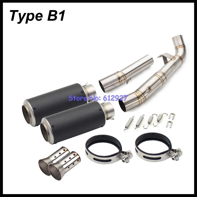 For Kawasaki Z1000 Slip On Exhaust System Muffler Pipe DB Killer Escape Moto Connect Mid Tube with Tailpipes 2007 2008 2009