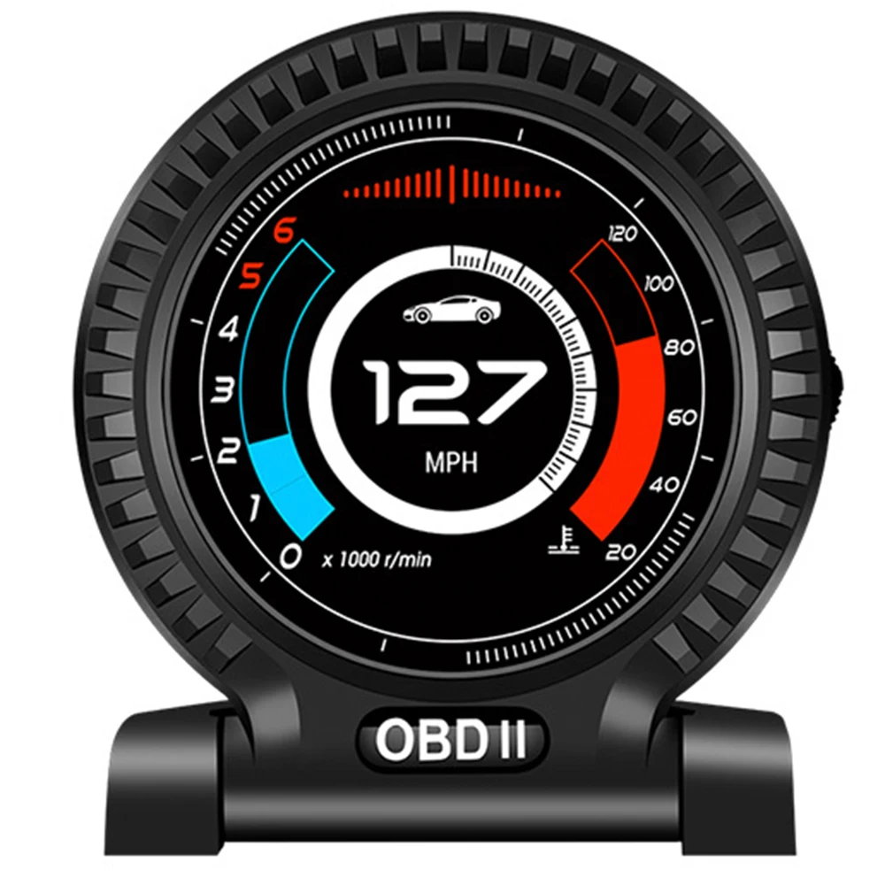 OBD2 LCD Gauge On-Board Computer Car Dashboard Head Up Display Digital Meter Security Alarm Water&Oil temp RPM Clock 2021 Newest