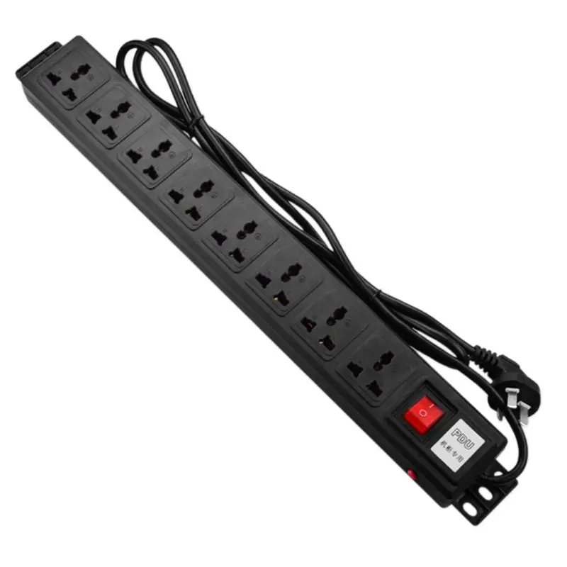 2024 New 1U PDU 8 Outlet Metal Power Strip Surge Protector 250V 10A 2500W for 19 inch