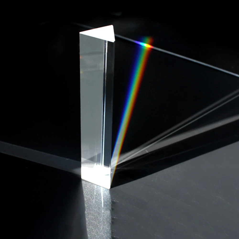 Prisma Triangular de 14x14x87mm para ver fotos de tamaño arcoíris, fotografía con luz solar de siete colores, experimento de Ciencia Óptica para estudiantes