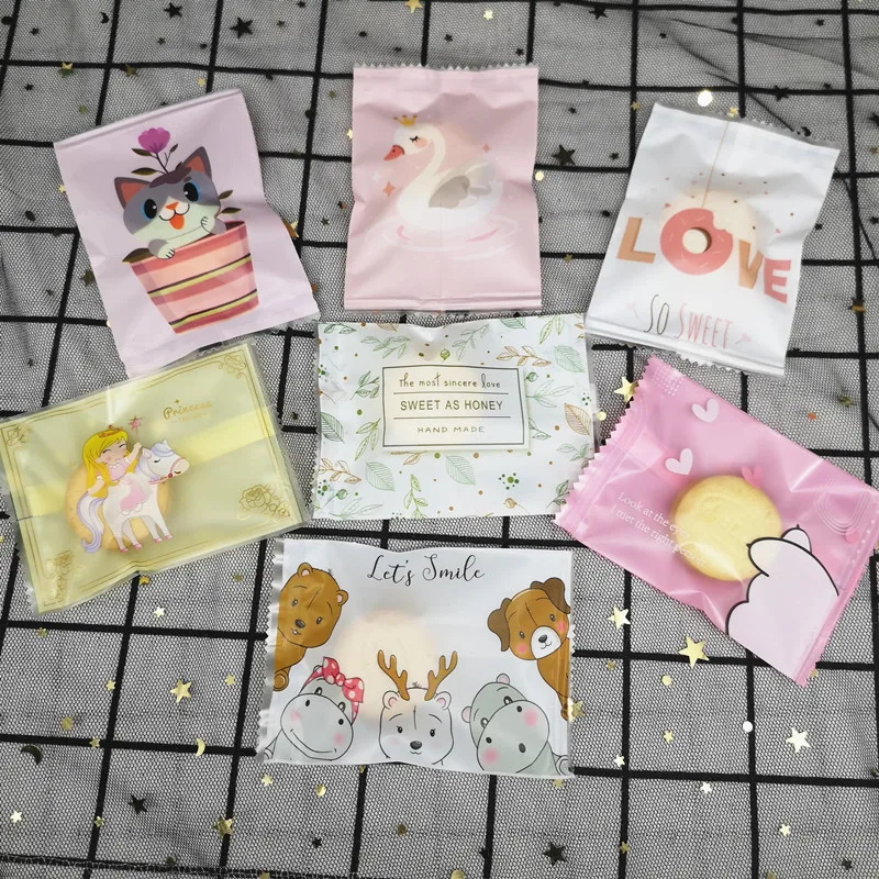 Hot Seal Bag Frosted Plastic Cake Biscuit Dessert Candy Packaging Bags Flower Cute Cat Opp Bags Food Packing Party Favors