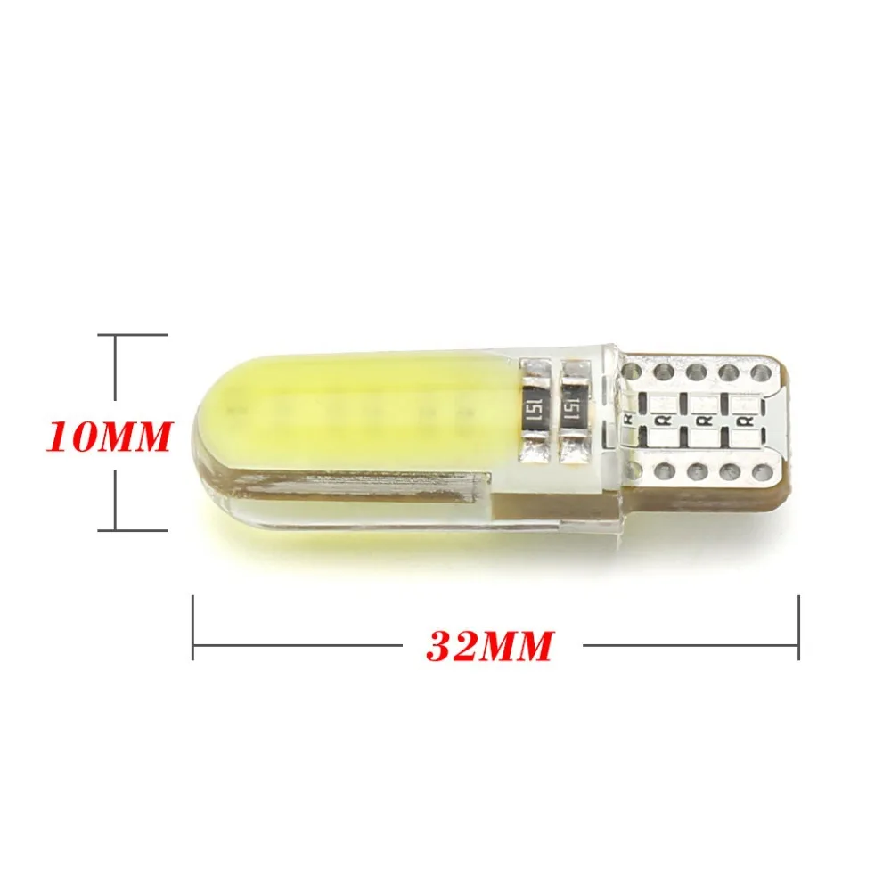 2PCS T10 W5W LED COB for Car Interior Light 12V 12SMD Auto Turn Signal Wedeg Side Dome Reading Lamp License Plate Lights White