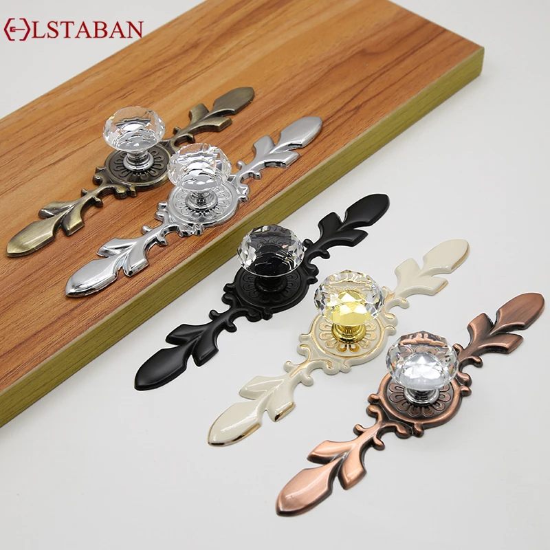 European Style Modern Minimalist Solid Thickened Transparent Crystal Handle Cabinet Wardrobe Single Hole Handle