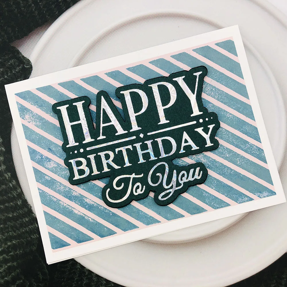 Placa de lámina caliente y troquelado, estampado de feliz cumpleaños para ti, bricolaje, álbum de recortes, papel artesanal, tarjeta, perforadora de arte, Alinacraft