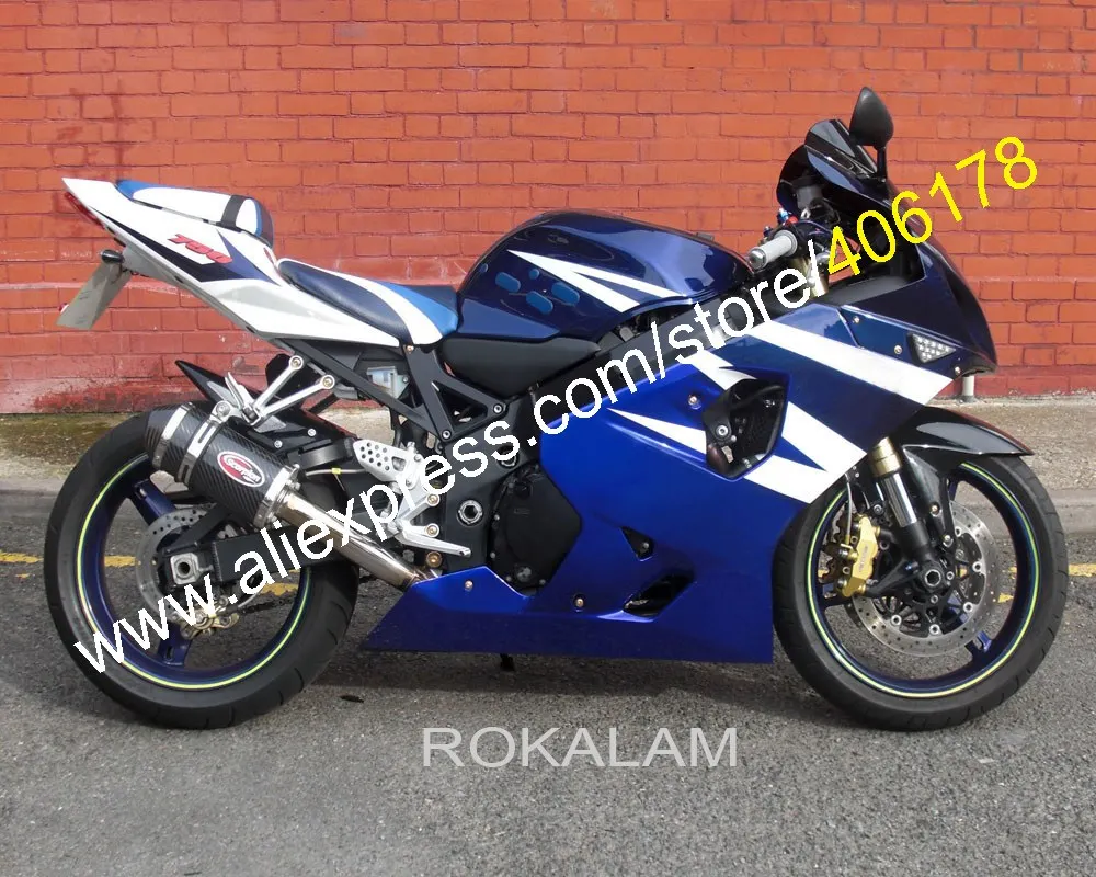 

For Suzuki GSXR 600 750 K4 2004 2005 GSXR600 GSXR750 04 05 R600 R750 Blue White Motor Fairing Set (Injection Molding)