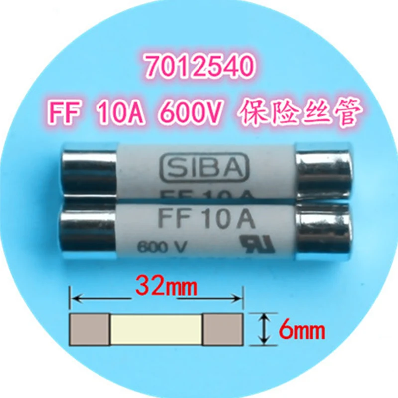 

10 pieces / lot New 6.3x32 mm 7012540 FF 10A AC 600V fuse tube UR high quality ceramic fuse