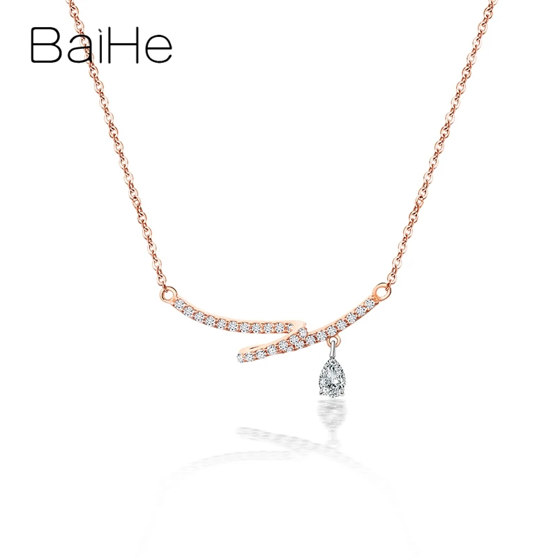 BAIHE Solid 18K Rose Gold H/SI Natural Diamond Necklace Women Trendy Wedding Fine Jewelry Trendy Collier diamants ġiżirana