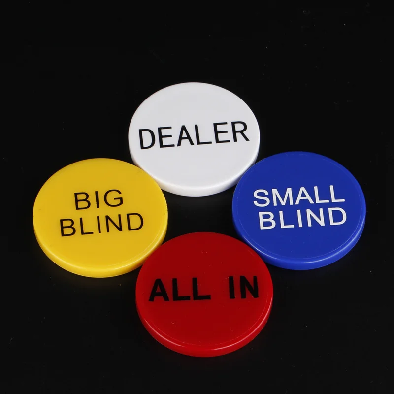 

1Pcs SALE Acrylic Round Plastic Dealer Coins SMALL BLIND/BIG BLIND/DEALER/All IN Texas Poker Chip Set Coin Buttons Game