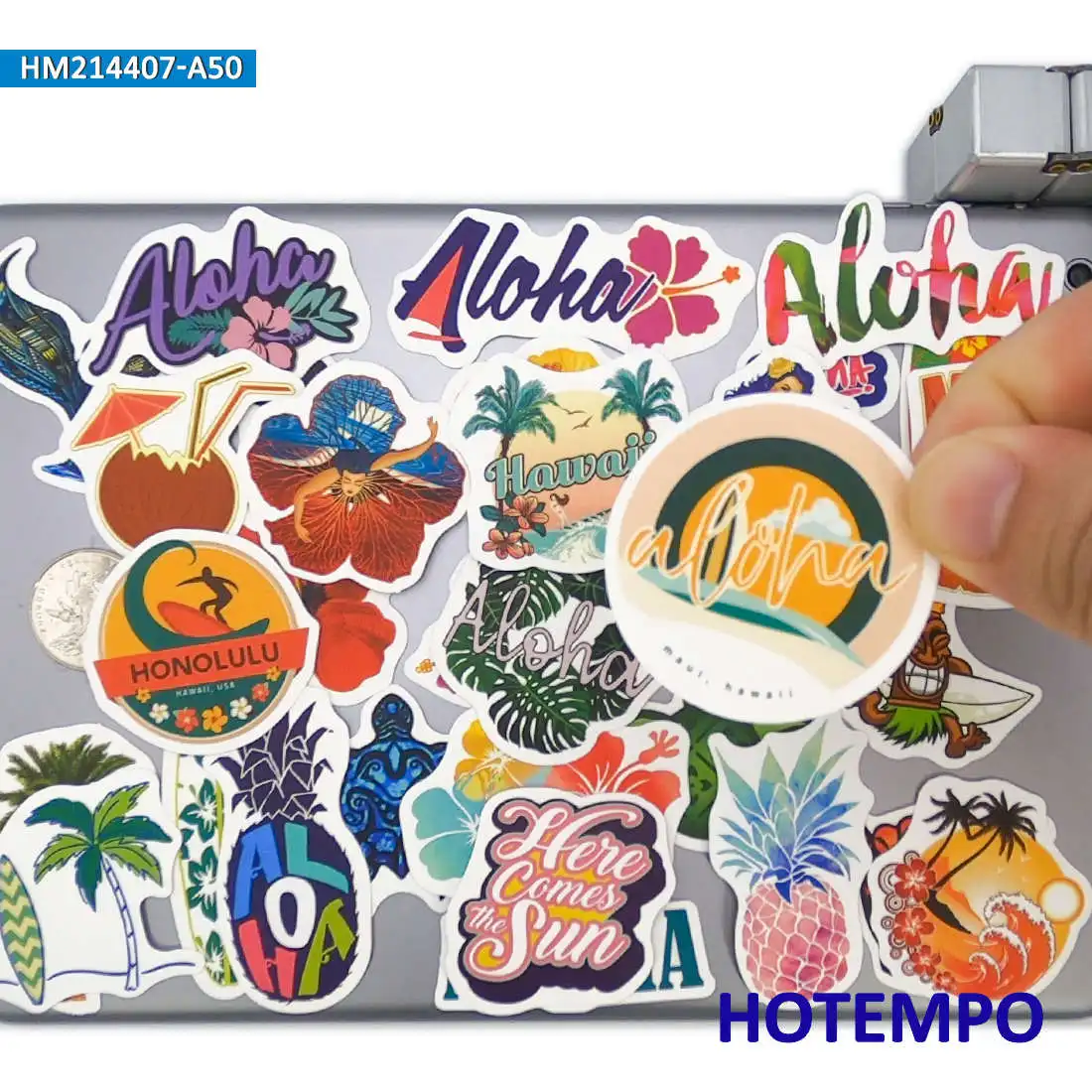 50Pieces Aloha Hawaii Summer Outdoor Beach Surfing Travel Stickers for Phone Scrapbook Luggage Skateboard Car Laptop Sticker Toy