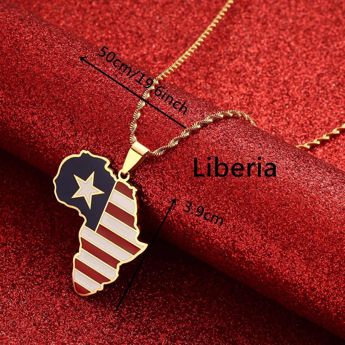 Africa Map & Liberia Map Pendant Necklaces Gold Color Jewelry Map African Liberia Map Gift