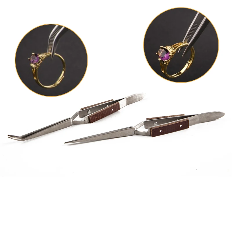 Imagem -04 - Cross Locking Lock Tweezer Auto Fechamento Jóias de Solda Craft Repair Tool Isolado Straight Elbow Tip Aço Inoxidável