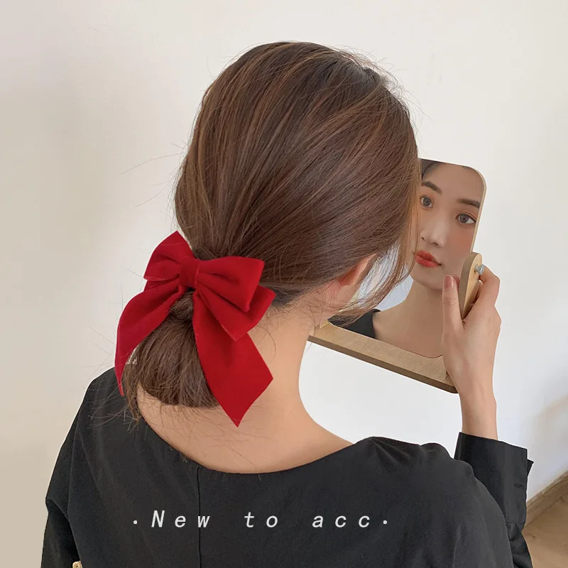 1PC Velvet Bow Hair Clip Elegant Bow Tie Hairpins Vintage Barrettes For Women Girls Black Wine Red Hairpins Hair Accessories