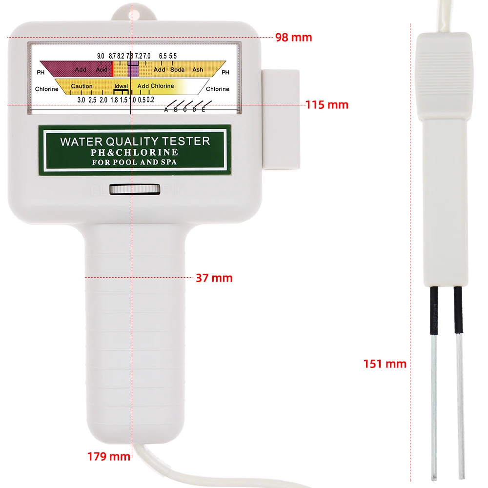 2 in 1 PH Chlorine Meter Tester PH Tester Chlorine Water Quality Testing Device CL2 Measuring For Pool Aquarium