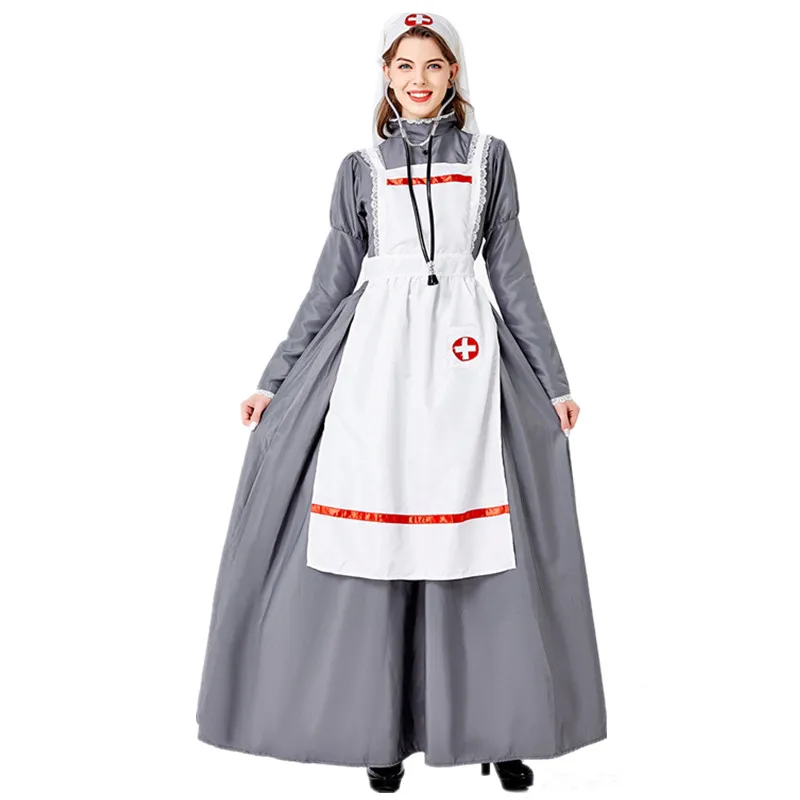 Halloween Doctors Nurses Costume Rave Party Cosplay Nineteenth Century European Nurse Costume Florence Nightingale Dress Up