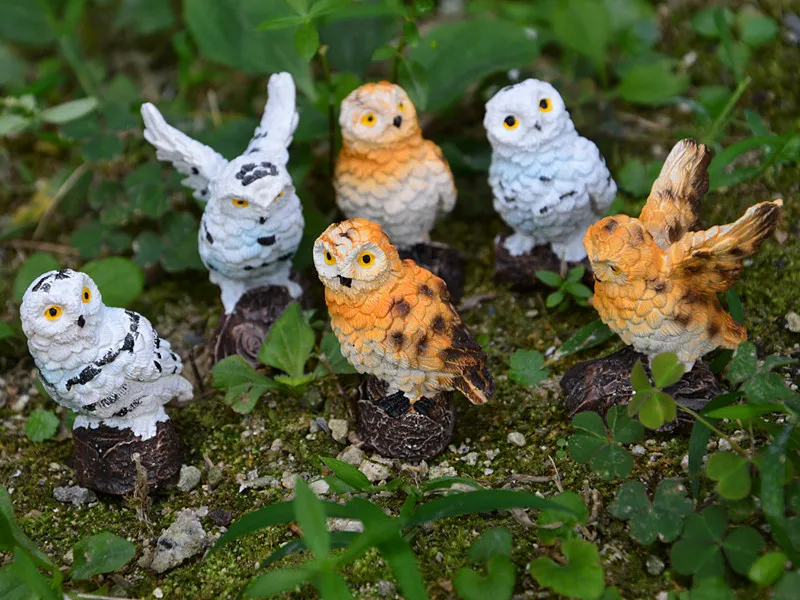 resin mini animal owl model ornaments Miniature desktop craft micro landscape sculpture DIY bonsai decoration a0085