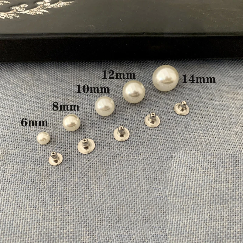 50 Sets 6mm~20mm Imitation Pearl Rivets Studs Round Rivet for DIY Leather Craft Bag Shoes Hat Clothes Wedding Decoration