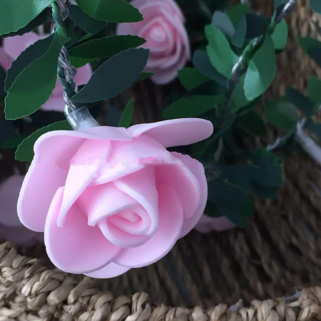 Artificial Rose Vine LED String Light 20/40Leds Garland Christmas Wedding Party Romatic Fairy Lamps Lighting USB Battery Solar