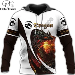 Sudadera pesca estampado dragón mazmorra 3D capucha unisex cremallera