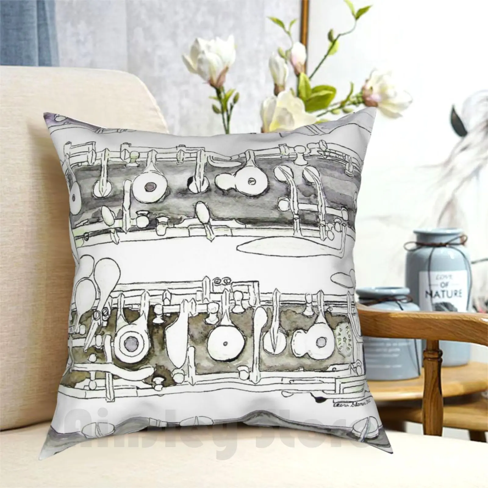 The Oboe Pillow Case Printed Home Soft DIY Pillow cover Oboe Double Reed Reeds Woodwind Instrument Music Orchestra Band