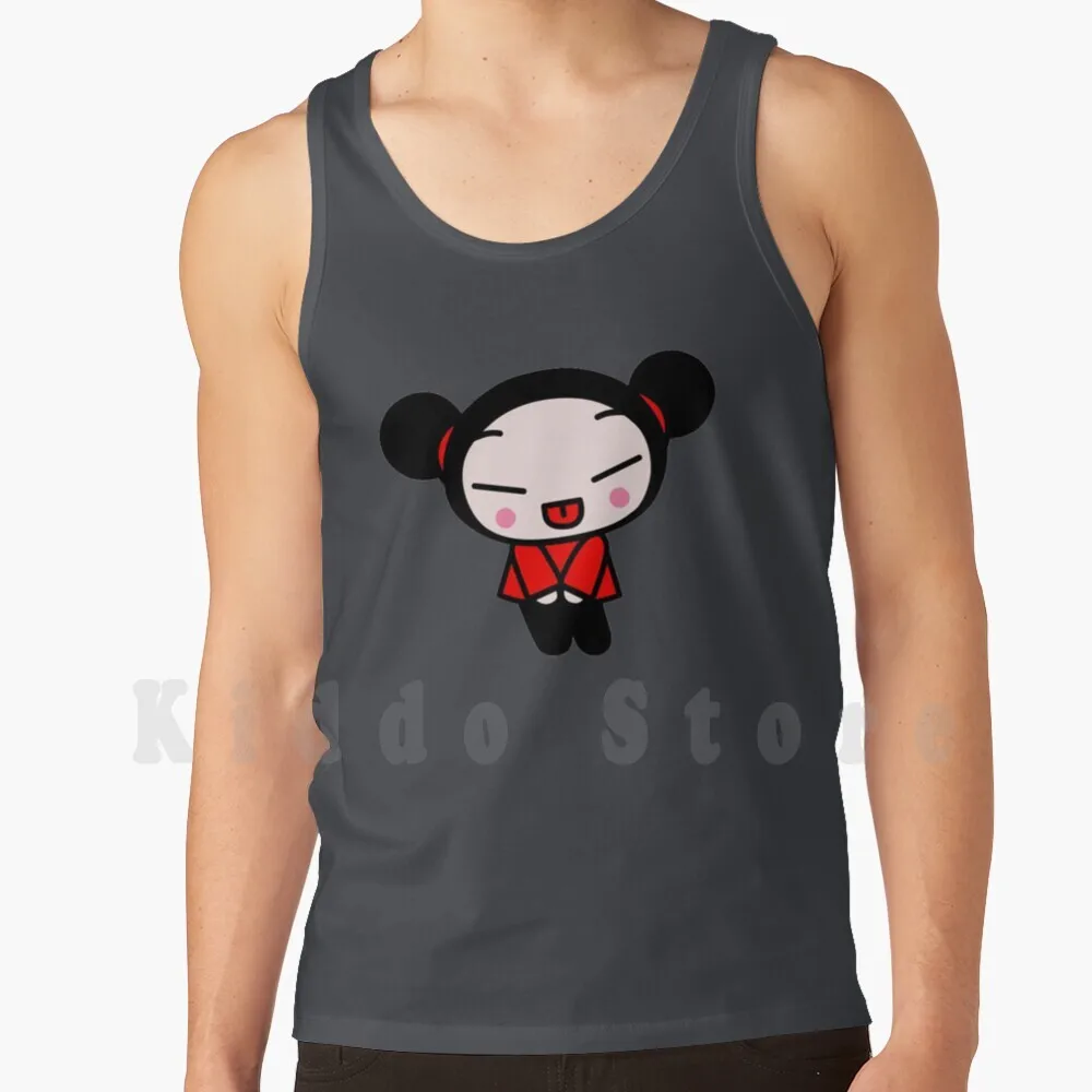 Pucca Swag Tank Tops Vest 100% Cotton Hanahaki Disease Pucca Asian Girls Anime Cartoon Animaation Buns Jetix Red