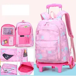 School Rolling Backpack Bag For Girls  School Wheeled Backpack Bag Student Book Bag with Wheels Kids Rolling Travel Trolley Bags