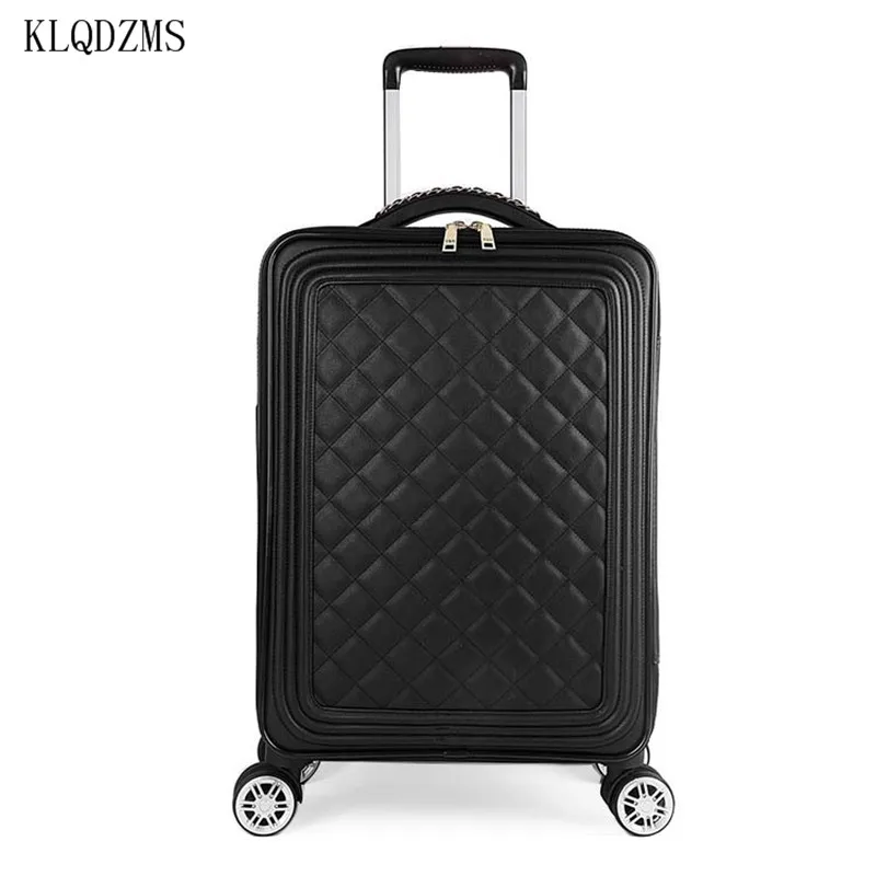 KLQDZMS 16’’18’20’’24 Inch New Women\'s Luxury Rolling Luggage Set PVC Fashion Suitcase On Wheels PU Personalized Suitcase