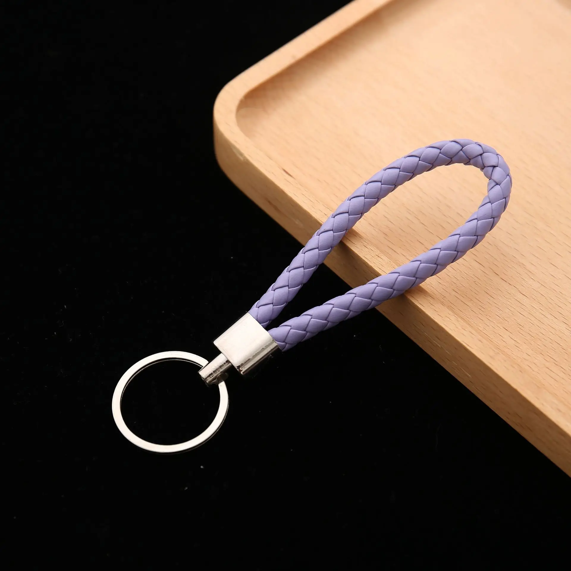 50pcs Colorful PU Leather Braided Keychains