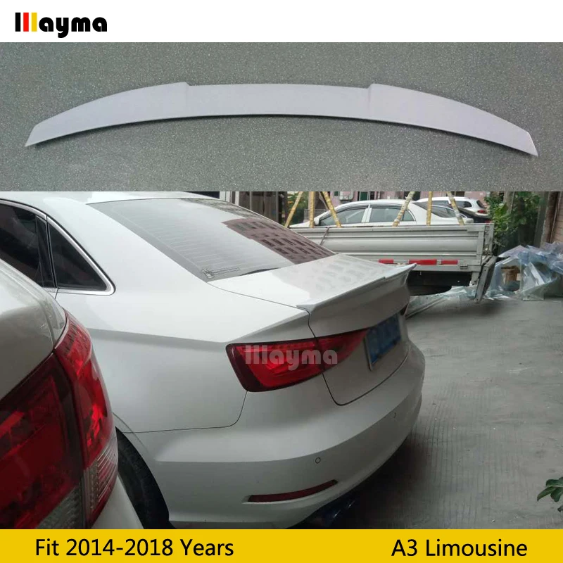 

V Style Fiber glass rear trunk spoiler For Audi A3 8V limousine Sline S3 2014 - 2018 year Matt gray Car rear wing spoiler