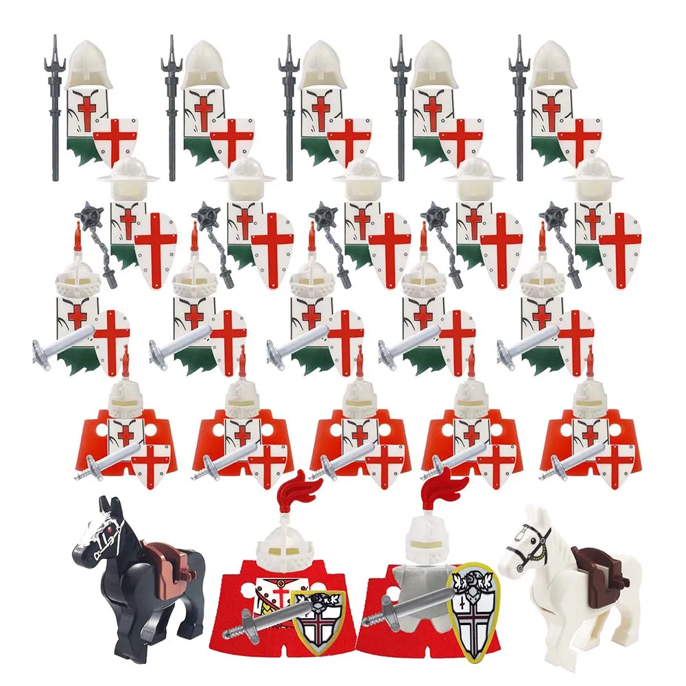 

24pcs Knights Templar Medieval Age Castle knights Lion Golden Dragon Slive Hawk Building Block Rome Warrior knight figure