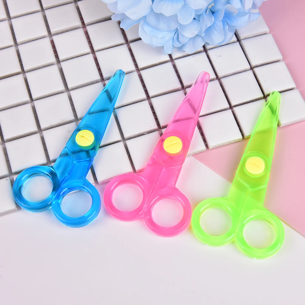 Mini ciseaux en plastique de sécurité tête ronde ciseaux de sécurité papeterie étudiant enfants papier pour bricolage coupe fournitures scolaires couleur aléatoire