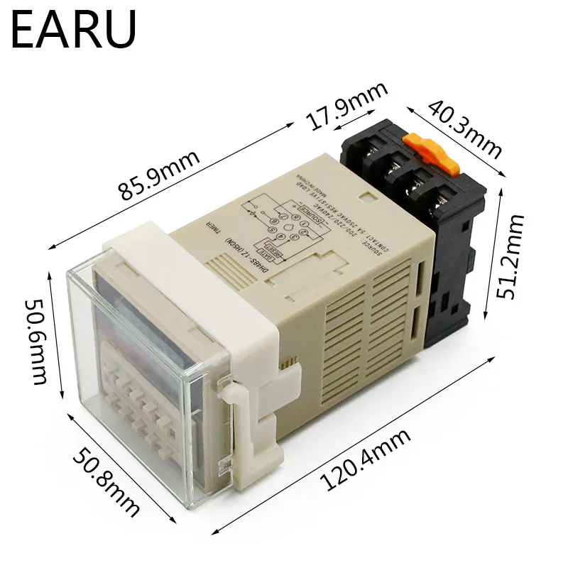 DH48S-1Z Digital LED Programmable Timer Time Relay Switch DH48S  0.01S-99H99M DIN RAIL AC110V 220V DC 12V 24V with Socket Base