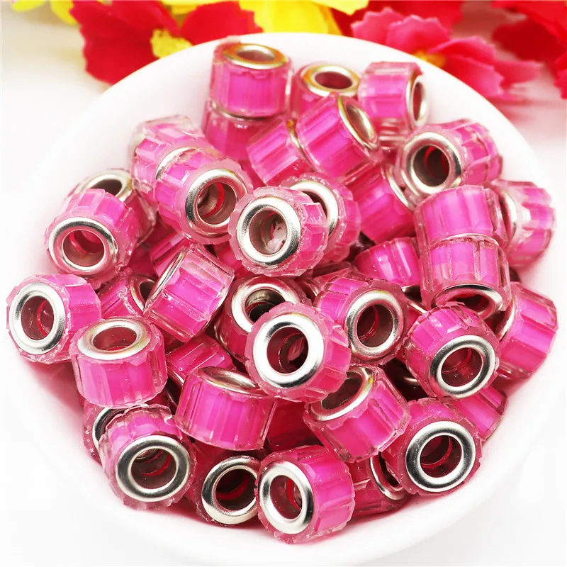 10Pcs Gold Color Stripe 5mm Large Hole European Beads Fit Pandora Bracelet Murano Charms Stopped Clip Beads Women DIY Jewelry