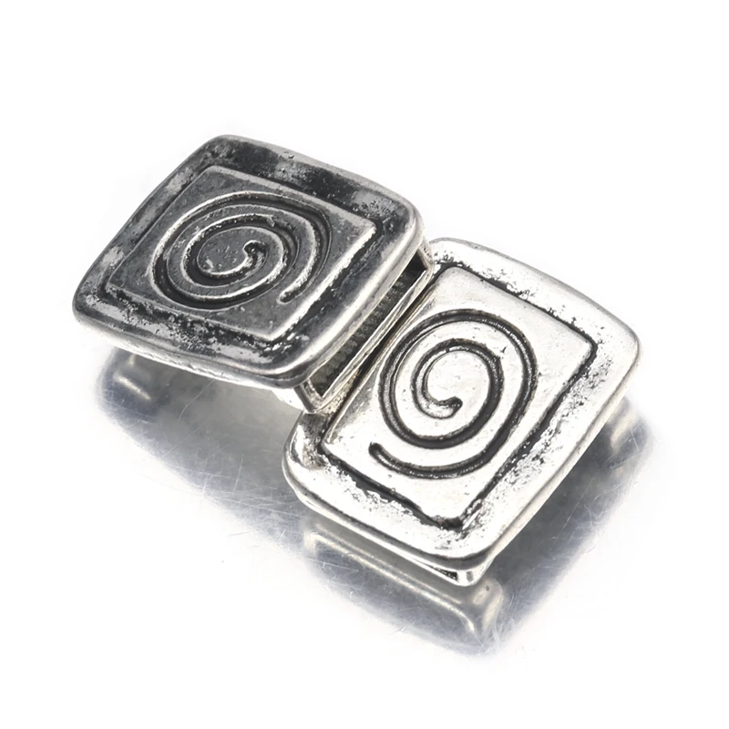10 قطعة الفضة التبتية دوامة Patter المتزلج خرزة مباعدة ل 10 مللي متر سلك جلد مسطح سوار ذاتي الصنع خمر صنع المجوهرات اكسسوارات #4