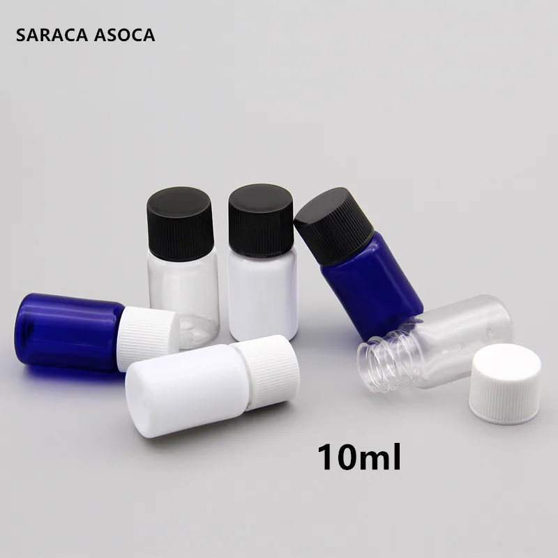 

100pcs/lot 10ml Whtite Black Rotating Cap Mini Small Plastic Bottles Leakproof Seal Cosmetic Sample Refillable Bottles