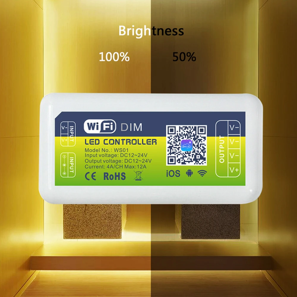 DC12-24V Smart Voice Wifi Controller Enkele Kleur/Kleur Temperatuur/Rgb/Rgbw/Rgbcct Led Licht Met Mobiele app Op Afstand Controle