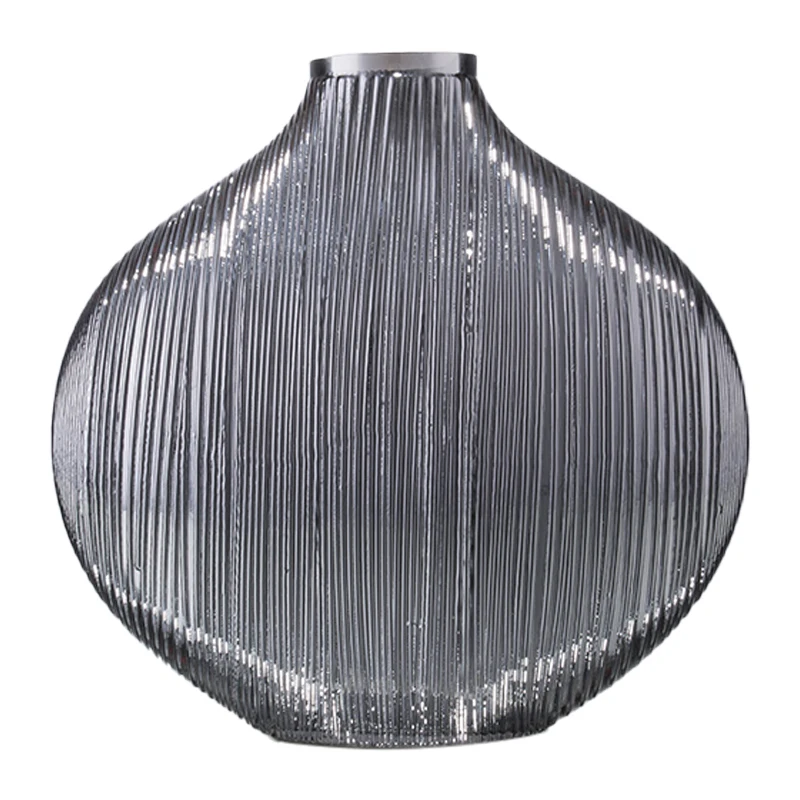 CX Classical Handmade Vase Small Mouth Flower Container Vertical Pattern High-End Decorative Glass Ornaments