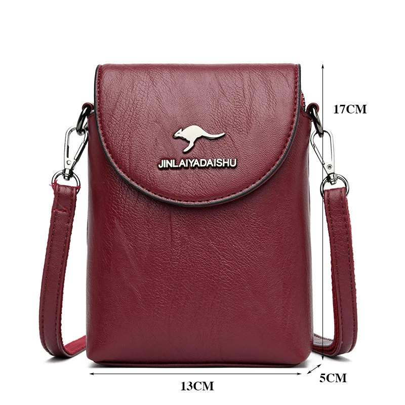 Moda pequena bolsa de ombro para smartphone senhoras saco do telefone móvel zíper aleta famosa marca couro macio crossbody sacos para mulher