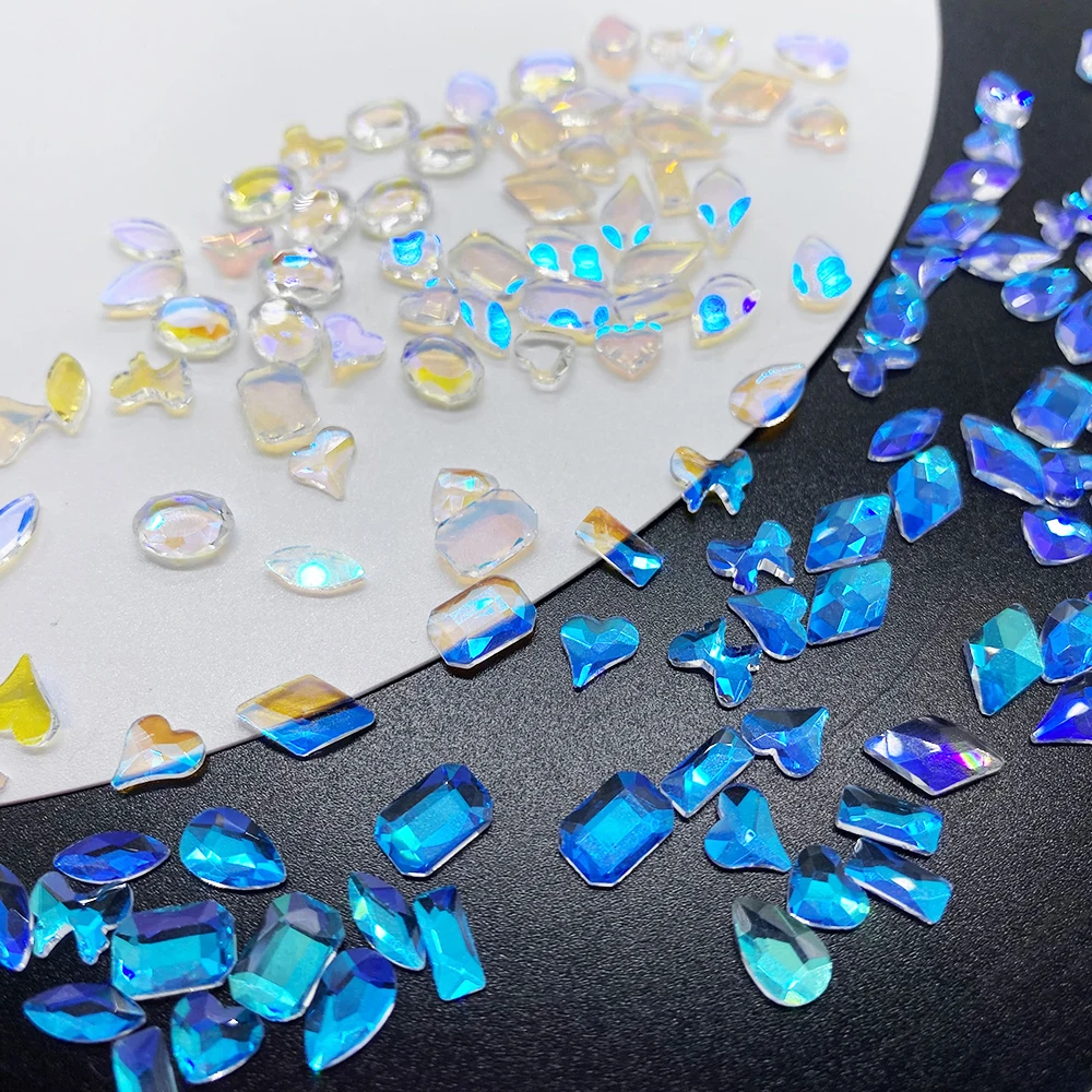 100pcs Transparent Paradis Color Crystal Nail Diamond Strass Glass Rhinestones For 3D Nails Art Decorations Jewelry Rhinestone