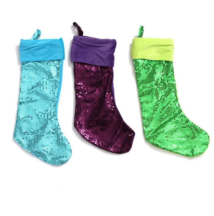 

Fashion Bling Bling Christmas Xmas Stocking 2020 Christmas Stocking Gift Bags Large Size Sequins Decorative Socks Bag SN3441