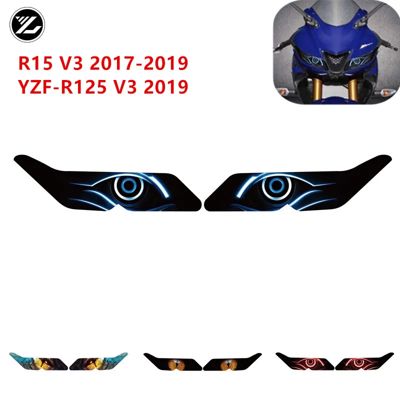 For YAMAHA YZF-R15 V3 YZF-R125 V3 2017 2018 2019 Motorcycle Front Fairing Headlight Guard Sticker Head light protection Sticker